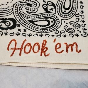 Handmade Embroidered Bandana With Team Logo Or Saying Texas UT Hook Em